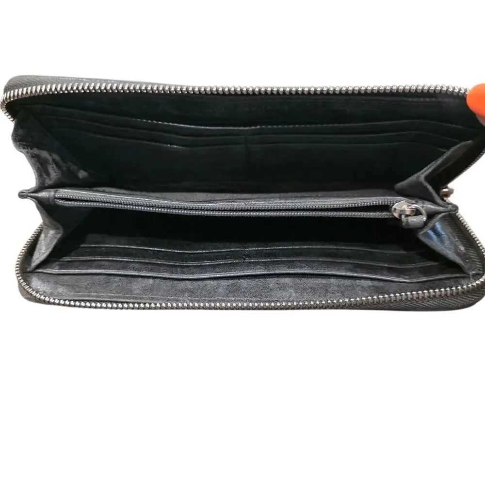Michael Kors Gray MK Logo Zip Around Wallet Continental Checkbook Clutch...